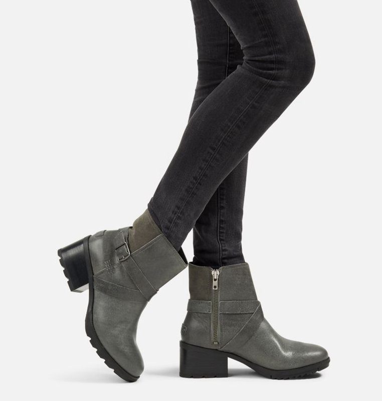 Womens Booties Dark Grey - Sorel Cate™ Buckle Mid - 402-XLRECH